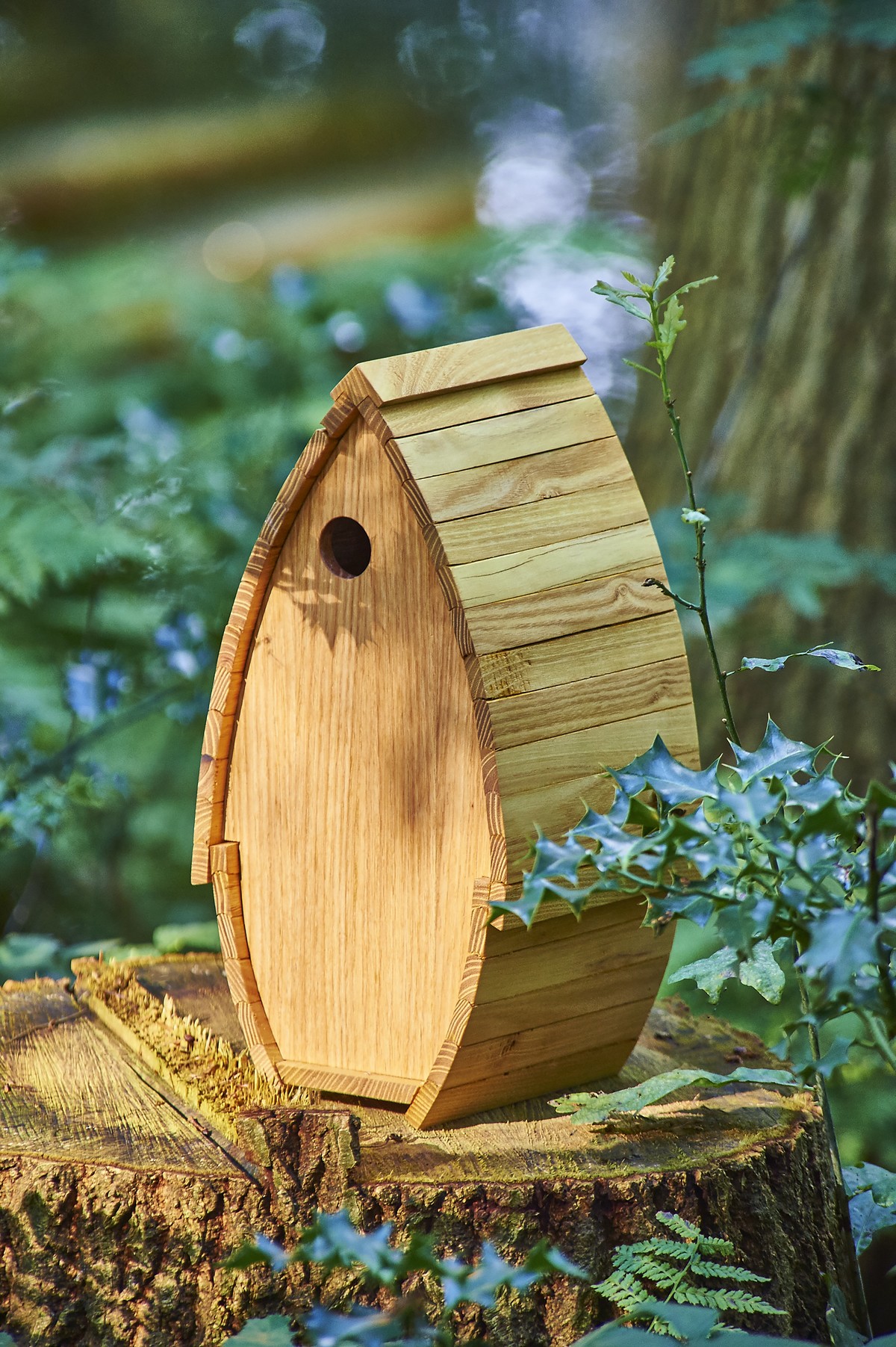 Vogelhuisje hout met askamer, luxe model