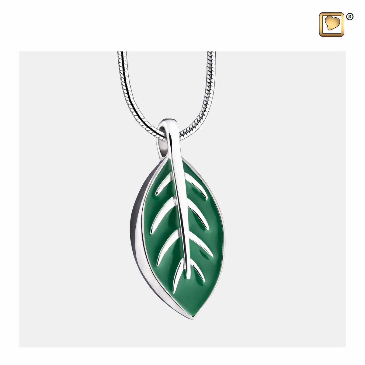 Elegant Leaf Ashes Pendant Pearl Green&Pol silver