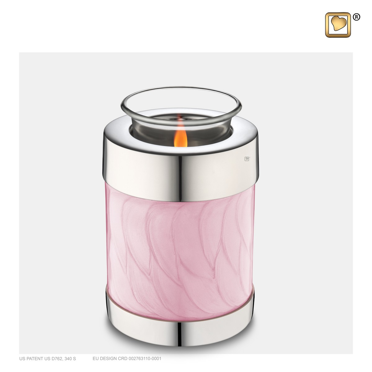 Child Tealight urn Pearl Pink&Pol silver